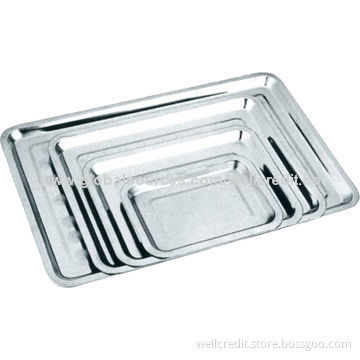 Stainless Steel Square Tray, 0.5 or 0.7mm Thickness